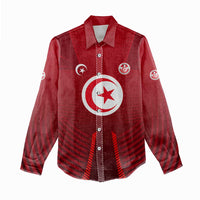 Tunisia National Flag Women Casual Shirt with Crescent Star Emblem and Red Sport Design