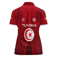 Tunisia National Flag Women Polo Shirt with Crescent Star Emblem and Red Sport Design