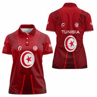 Tunisia National Flag Women Polo Shirt with Crescent Star Emblem and Red Sport Design