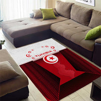Tunisia Patriotic Area Rug with National Crest, Crescent Star and Country Map
