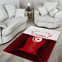 Tunisia Patriotic Area Rug with National Crest, Crescent Star and Country Map