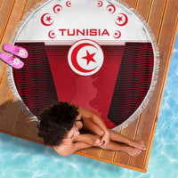 Tunisia Patriotic Beach Blanket with National Crest, Crescent Star and Country Map