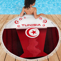 Tunisia Patriotic Beach Blanket with National Crest, Crescent Star and Country Map