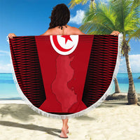 Tunisia Patriotic Beach Blanket with National Crest, Crescent Star and Country Map