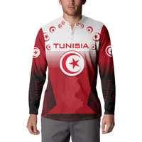 Tunisia Patriotic Button Sweatshirt with National Crest, Crescent Star and Country Map