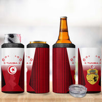 Tunisia Patriotic 4 in 1 Can Cooler Tumbler with National Crest, Crescent Star and Country Map