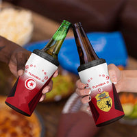 Tunisia Patriotic 4 in 1 Can Cooler Tumbler with National Crest, Crescent Star and Country Map