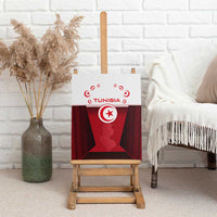Tunisia Patriotic Canvas Wall Art with National Crest, Crescent Star and Country Map