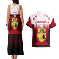 Tunisia Patriotic Couples Matching Tank Maxi Dress and Hawaiian Shirt with National Crest, Crescent Star and Country Map