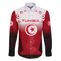 Tunisia Patriotic Family Matching Off The Shoulder Long Sleeve Dress and Hawaiian Shirt with National Crest, Crescent Star and Country Map