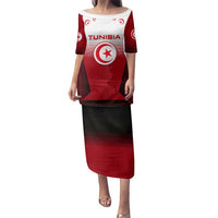 Tunisia Patriotic Family Matching Puletasi and Hawaiian Shirt with National Crest, Crescent Star and Country Map