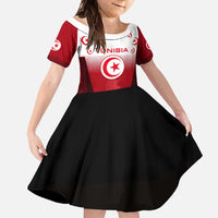 Tunisia Patriotic Family Matching Short Sleeve Bodycon Dress and Hawaiian Shirt with National Crest, Crescent Star and Country Map