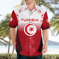 Tunisia Patriotic Hawaiian Shirt with National Crest, Crescent Star and Country Map