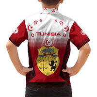 Tunisia Patriotic Hawaiian Shirt with National Crest, Crescent Star and Country Map