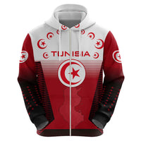 Tunisia Patriotic Hoodie with National Crest, Crescent Star and Country Map