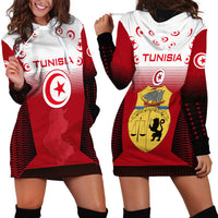Tunisia Patriotic Hoodie Dress with National Crest, Crescent Star and Country Map