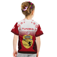 Tunisia Patriotic Kid T Shirt with National Crest, Crescent Star and Country Map