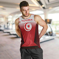 Tunisia Patriotic Men Tank Top with National Crest, Crescent Star and Country Map