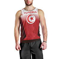 Tunisia Patriotic Men Tank Top with National Crest, Crescent Star and Country Map