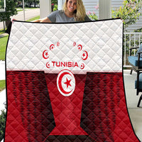 Tunisia Patriotic Quilt with National Crest, Crescent Star and Country Map