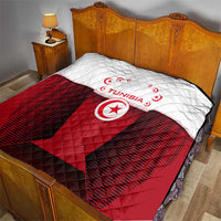 Tunisia Patriotic Quilt with National Crest, Crescent Star and Country Map