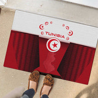 Tunisia Patriotic Rubber Doormat with National Crest, Crescent Star and Country Map