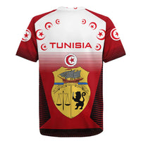 Tunisia Patriotic Rugby Jersey with National Crest, Crescent Star and Country Map