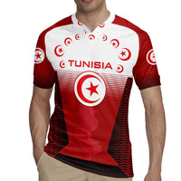 Tunisia Patriotic Rugby Jersey with National Crest, Crescent Star and Country Map
