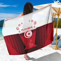 Tunisia Patriotic Sarong with National Crest, Crescent Star and Country Map