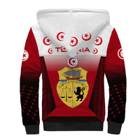 Tunisia Patriotic Sherpa Hoodie with National Crest, Crescent Star and Country Map