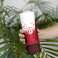 Tunisia Patriotic Skinny Tumbler with National Crest, Crescent Star and Country Map
