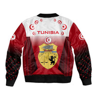 Tunisia Patriotic Sleeve Zip Bomber Jacket with National Crest, Crescent Star and Country Map