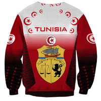 Tunisia Patriotic Sweatshirt with National Crest, Crescent Star and Country Map