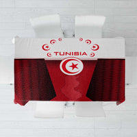 Tunisia Patriotic Tablecloth with National Crest, Crescent Star and Country Map