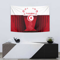Tunisia Patriotic Tapestry with National Crest, Crescent Star and Country Map