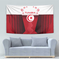Tunisia Patriotic Tapestry with National Crest, Crescent Star and Country Map