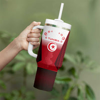 Tunisia Patriotic Tumbler With Handle with National Crest, Crescent Star and Country Map