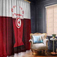 Tunisia Patriotic Window Curtain with National Crest, Crescent Star and Country Map