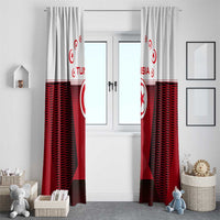 Tunisia Patriotic Window Curtain with National Crest, Crescent Star and Country Map