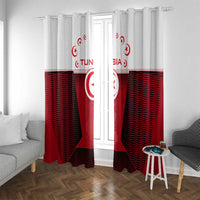 Tunisia Patriotic Window Curtain with National Crest, Crescent Star and Country Map