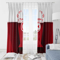 Tunisia Patriotic Window Curtain with National Crest, Crescent Star and Country Map
