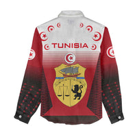 Tunisia Patriotic Women Casual Shirt with National Crest, Crescent Star and Country Map
