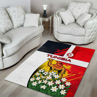Tunisia Area Rug with Camel, Jasmine Flowers, and National Flag Design