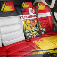 Tunisia Back Car Seat Cover with Camel, Jasmine Flowers, and National Flag Design