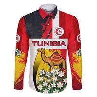 Tunisia Family Matching Long Sleeve Bodycon Dress and Hawaiian Shirt with Camel, Jasmine Flowers, and National Flag Design