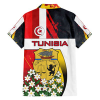 Tunisia Family Matching Puletasi and Hawaiian Shirt with Camel, Jasmine Flowers, and National Flag Design