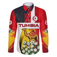 Tunisia Family Matching Puletasi and Hawaiian Shirt with Camel, Jasmine Flowers, and National Flag Design