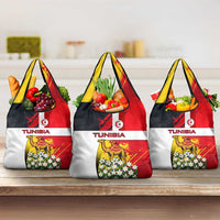 Tunisia Grocery Bag with Camel, Jasmine Flowers, and National Flag Design