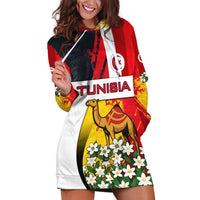 Tunisia Hoodie Dress with Camel, Jasmine Flowers, and National Flag Design