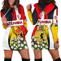 Tunisia Hoodie Dress with Camel, Jasmine Flowers, and National Flag Design